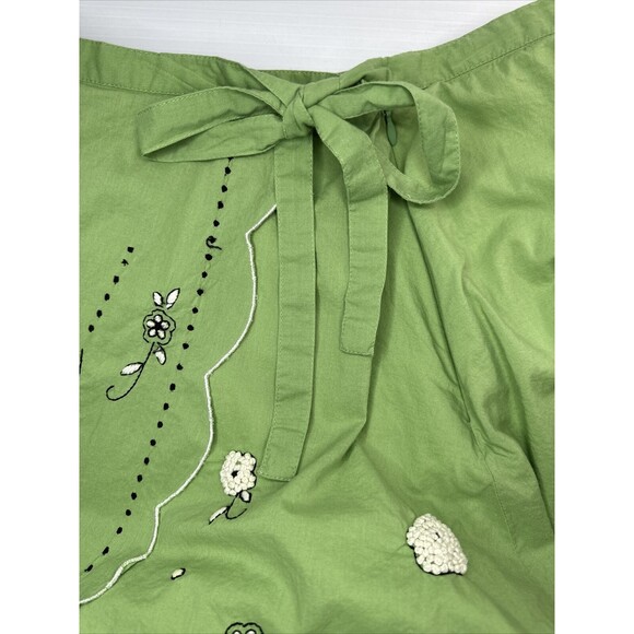 ISO Anthropologie Odille Green Italia Embroidered Faux Wrap Apron Skirt 2005 - Picture 6 of 16